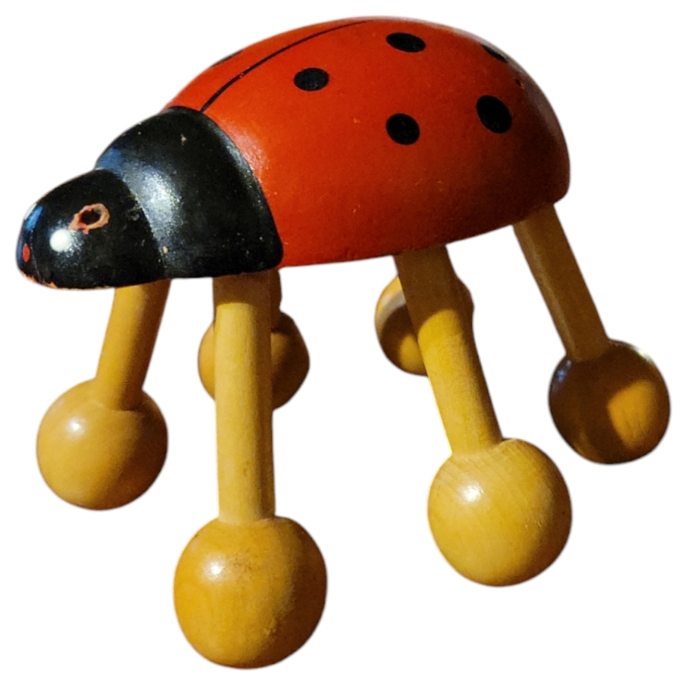 Vtg Wooden Ladybug Full Body Massager Homeopathic Health Relaxation Tool